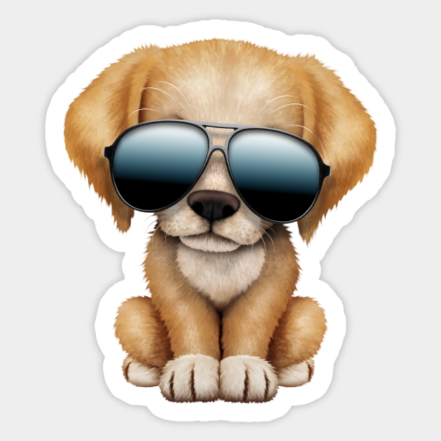 Cute Puppy Dog Wearing Sunglasses - Puppy - Sticker | TeePublic